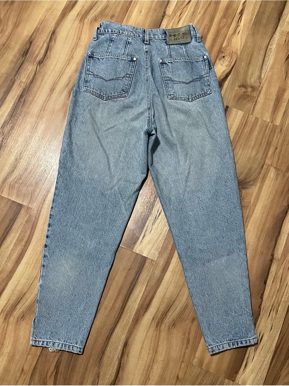 VTG 90s H.I.S. High Rise Tapered Mom Jeans Light Wash 27" Waist Euro Release